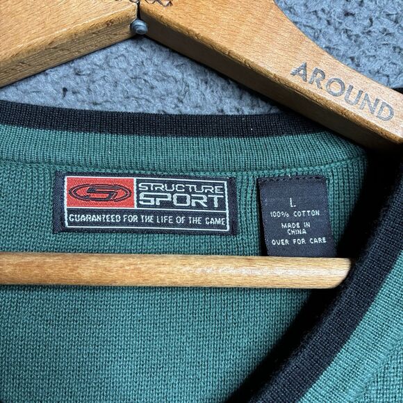 Vintage 90s Structure Sport Boxy Stripe Knit Sweater / Sweatshirt Y2K Vtg Large - Picture 3 of 12